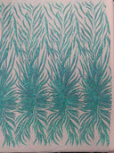 Phoenix Sequin Feather Polyester Fabric - Iridescent Flame Design, 54" Width (1 Yard)