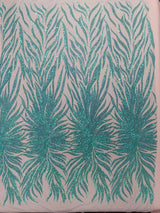 Phoenix Sequin Feather Polyester Fabric - Iridescent Flame Design, 54" Width (1 Yard)