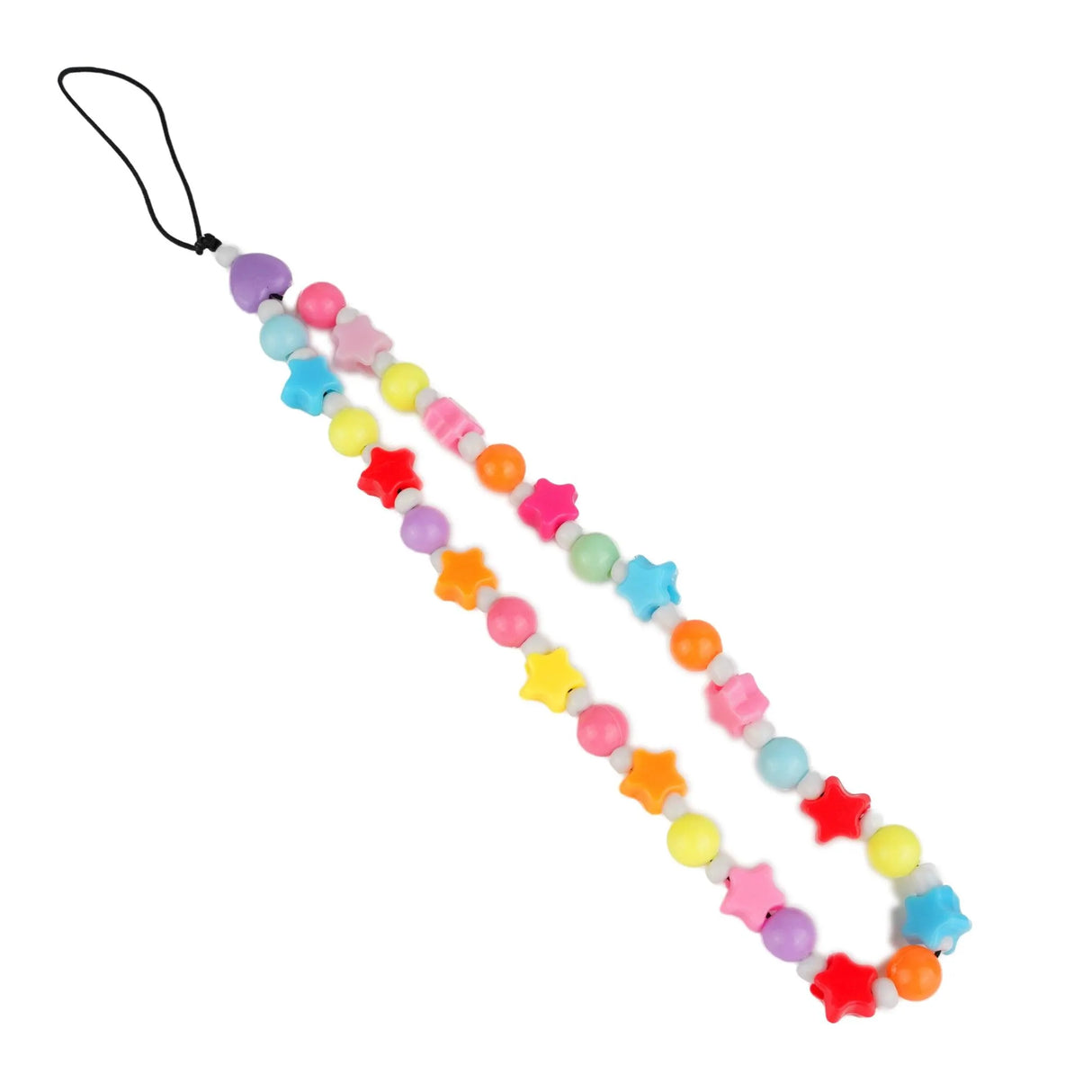 Phone Charm Stars and Beads - Pastel Rainbow