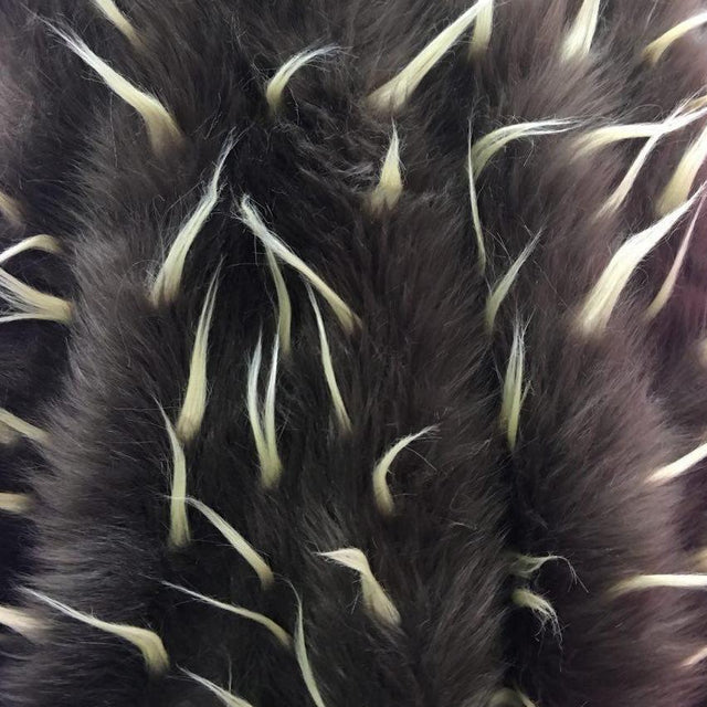 Beige Brown Faux Fur Two Tone Spiked Shaggy Long Pile Fabric,