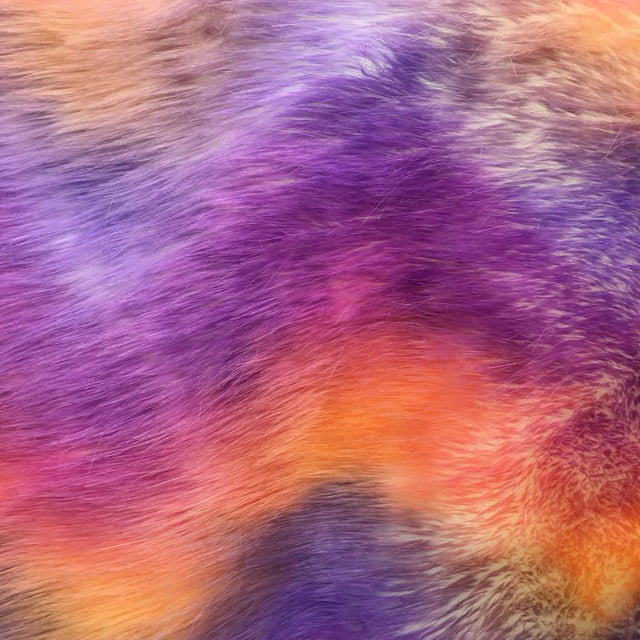 White Backing Faux Fur Wave Rainbow Fabrics,