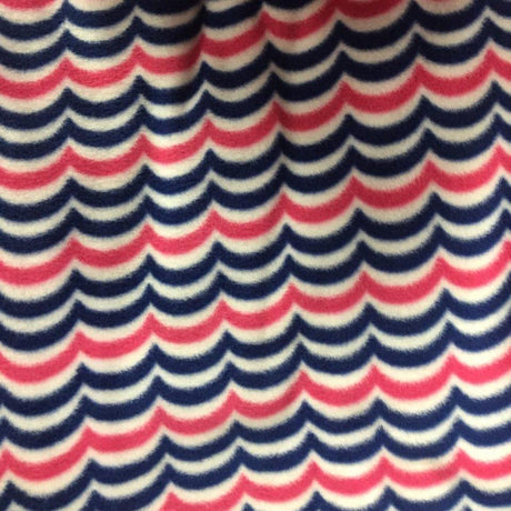 Red Blue Wave Print Chevron Anti Pill Fleece Fabric,