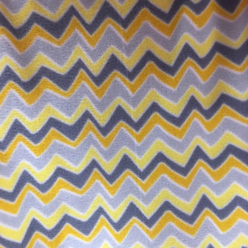Yellow Print Chevron Anti Pill Fleece Fabric,