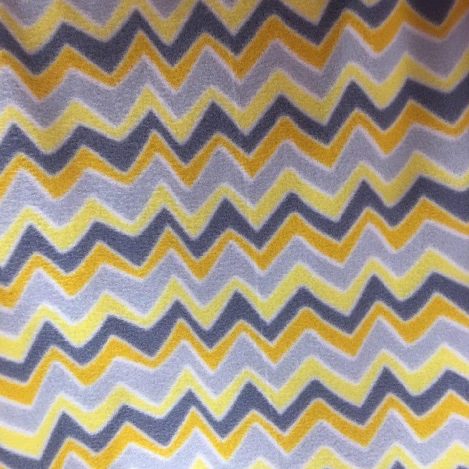 Yellow Print Chevron Anti Pill Fleece Fabric,