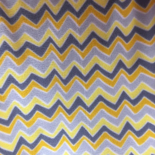 Yellow Print Chevron Anti Pill Fleece Fabric,