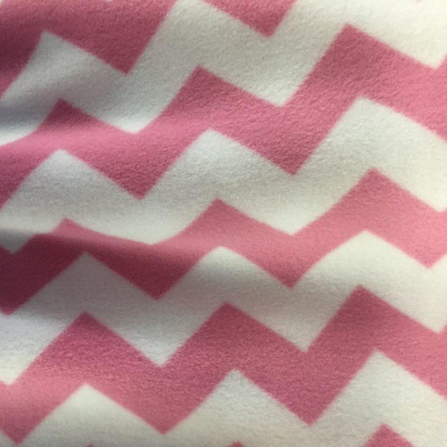 Pink Print Chevron Anti Pill Fleece Fabric,