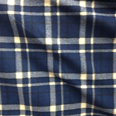 Navy Blue Tartan Plaid Checkered Anti Pill Plaid Fleece Fabric,