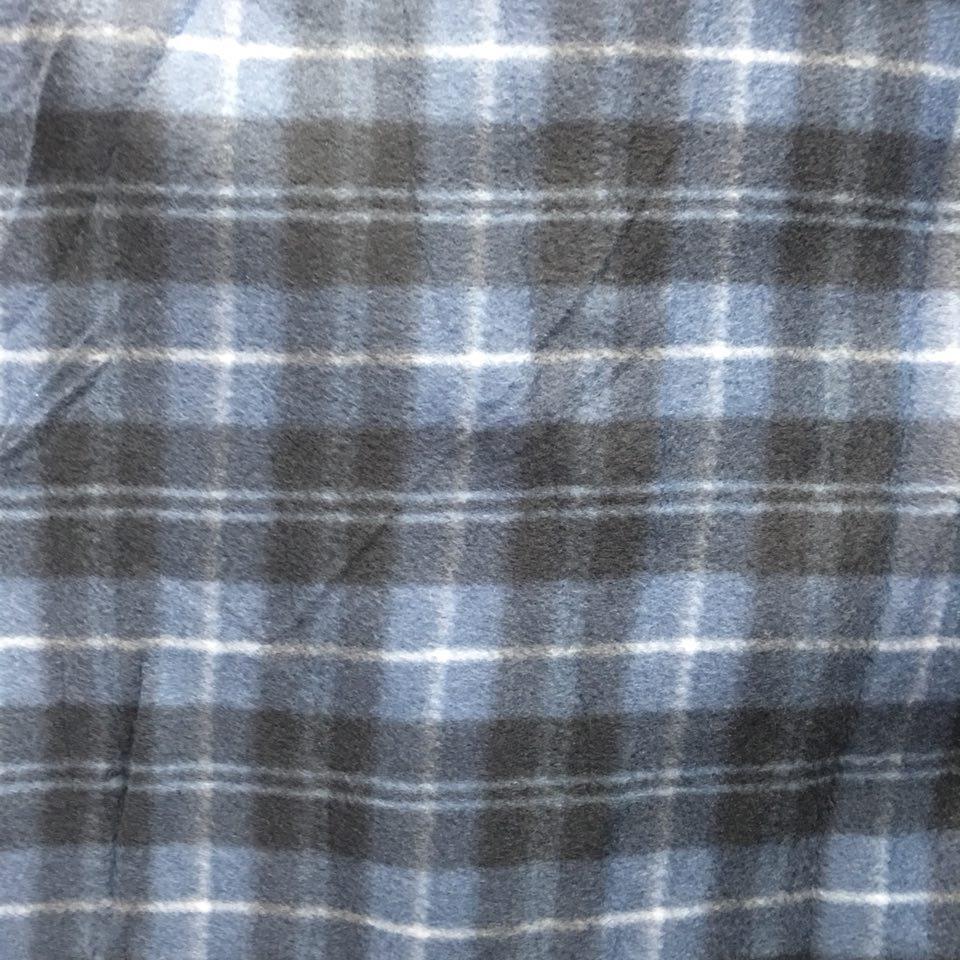Navy black Tartan Plaid Checkered Anti Pill Plaid Fleece Fabric,