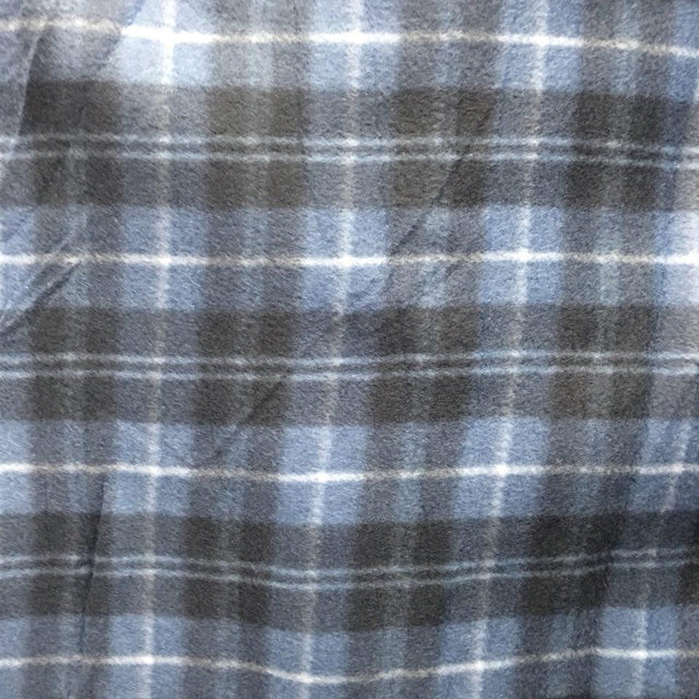 Navy black Tartan Plaid Checkered Anti Pill Plaid Fleece Fabric,