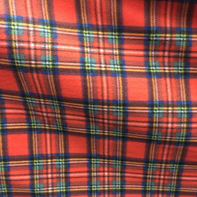 Red Green Tartan Plaid Checkered Anti Pill Plaid Fleece Fabric,