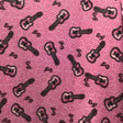Guitar Music Heart on Pink Piece Anti Pill Fleece Fabric,