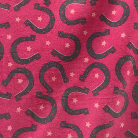 Horseshoe on Pink Fleece Fabric Prints,