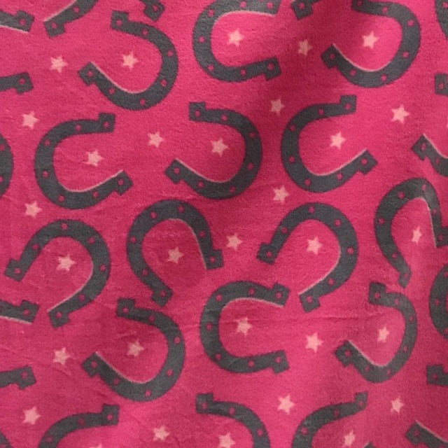 Horseshoe on Pink Fleece Fabric Prints,