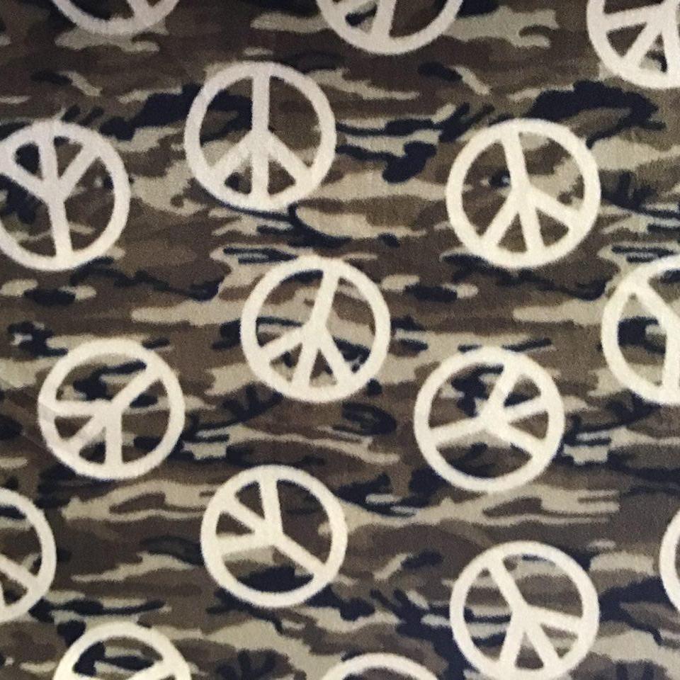 Peace Sign on Camouflage Background Anti Pill Fleece Fabric,