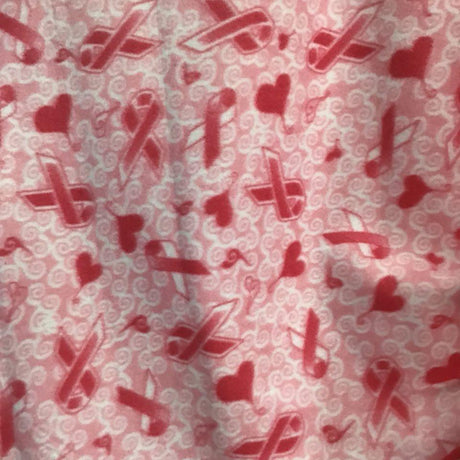 Pink Ribbon Cancer Heart on Pink Anti Pill Fleece Fabric,