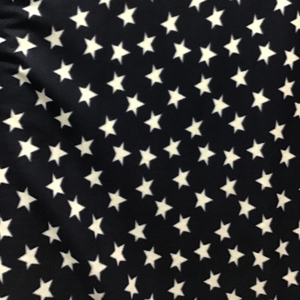 White Stars on Navy Anti Pill Fleece Fabric,