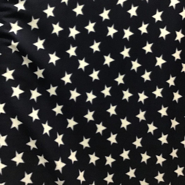 White Stars on Navy Anti Pill Fleece Fabric,