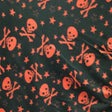 Red Skulls stars on Black Anti Pill Fleece Fabric,