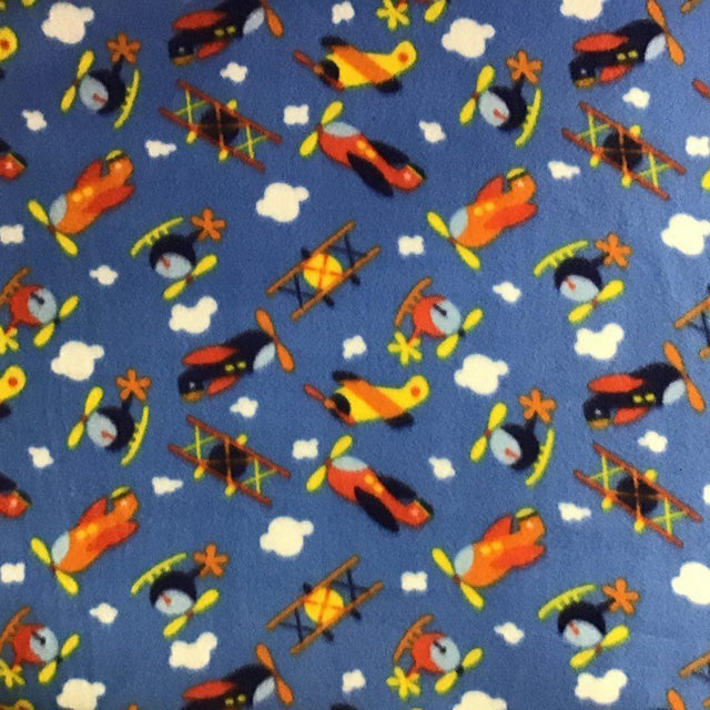 Helicopters & Airplanes Anti Pill Fleece Fabric,