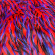 Royal Black on Red Three Tone Spiked Faux Fur Fabric,