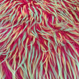 Yellow Green on Fuchsia Three Tone Spiked Faux Fur Fabric,