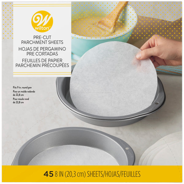 Wilton Pre-Cut Round Parchment Sheets cake pan liners, 45-Count