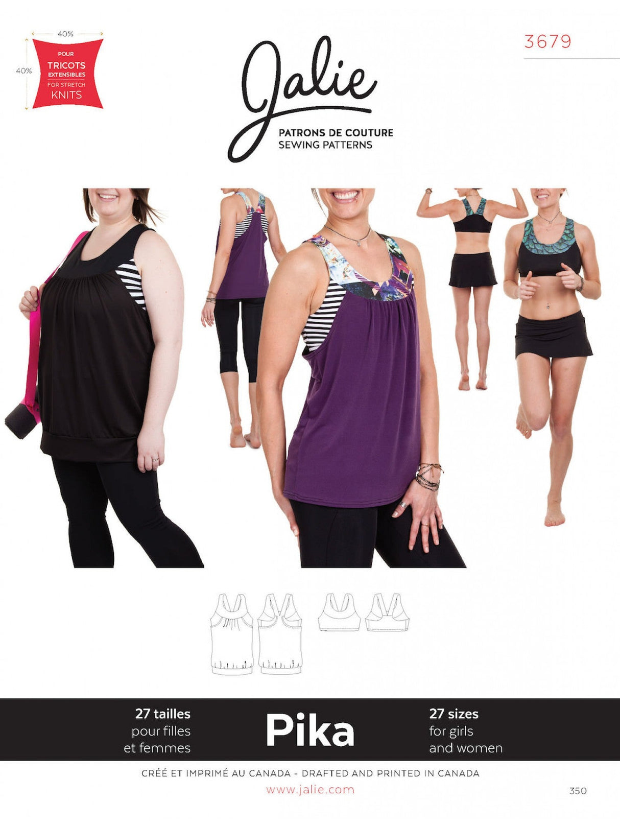 Pika Sport Bra and Layered Blouson Tank Sewing Pattern