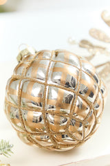 4" Glass Tufted Ball Ornament