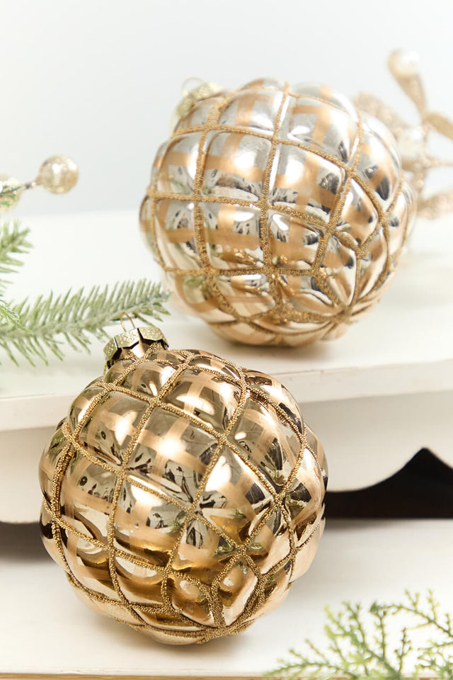 4" Glass Tufted Ball Ornament