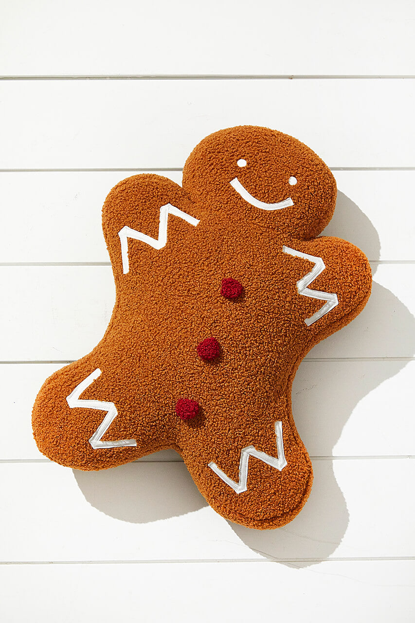 Gingerbread Man Pillow 18" x 13" Festive Christmas Decorative Cushion