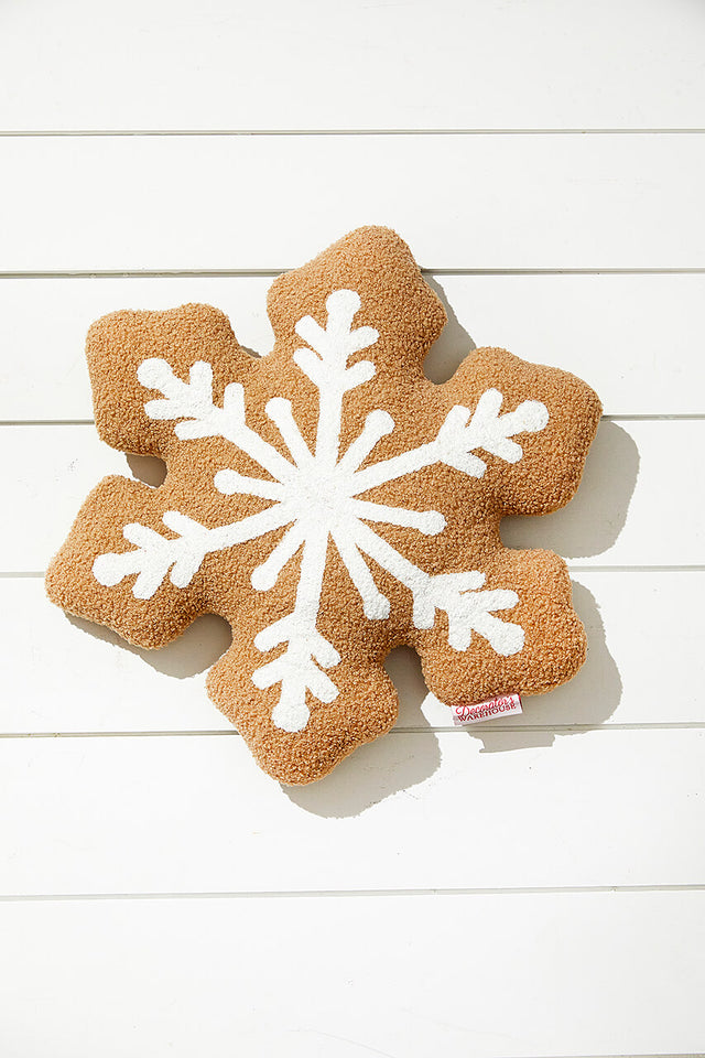 Embroidery Snowflake Pillow - Brown