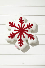 Embroidery Snowflake Pillow - Red Festive Christmas Decorative Cushion