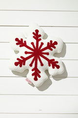 Embroidery Snowflake Pillow - Red