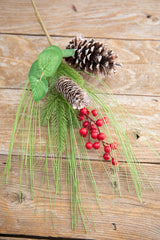 18" Pine Berry Pinecone Spray