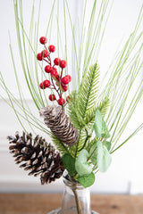 18" Pine Berry Pinecone Spray