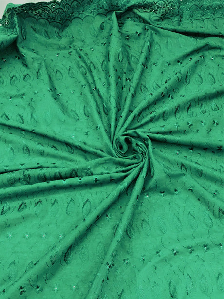 Forest Green Medium Eyelet Polyester Cotton Fabric - Forest Green, Solid, 41"- 42" Width