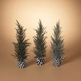 Pine Tree Decor 21 Inch Plaid Fabric Base Farmhouse Christmas