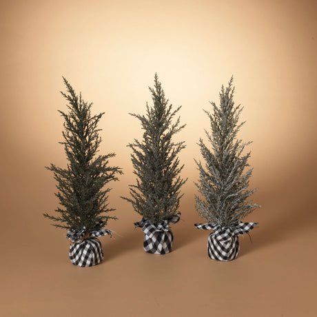 Pine Tree Decor 21 Inch Plaid Fabric Base Farmhouse Christmas