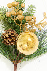 14.5" Gold Glitter Pinecone Ornament Spray