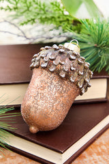 4.5" Glass Winter Acorn Ornament