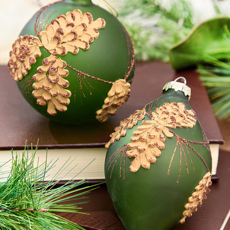 4" - 6" Pinecone Glitter Glass Ornament