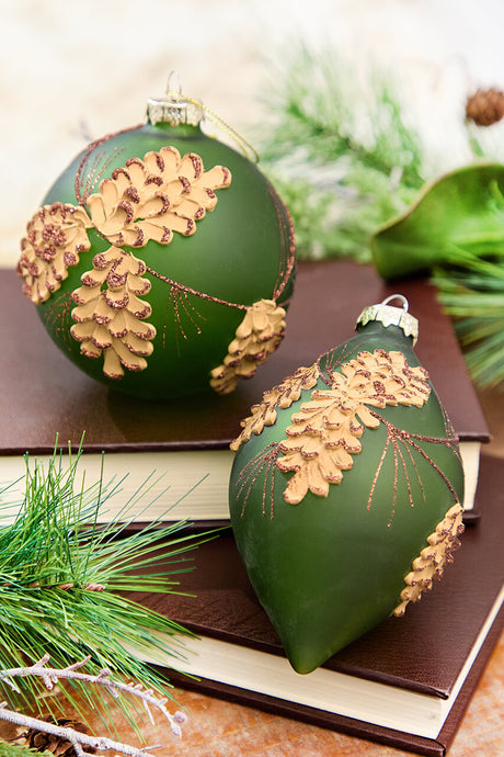 4" - 6" Pinecone Glitter Glass Ornament