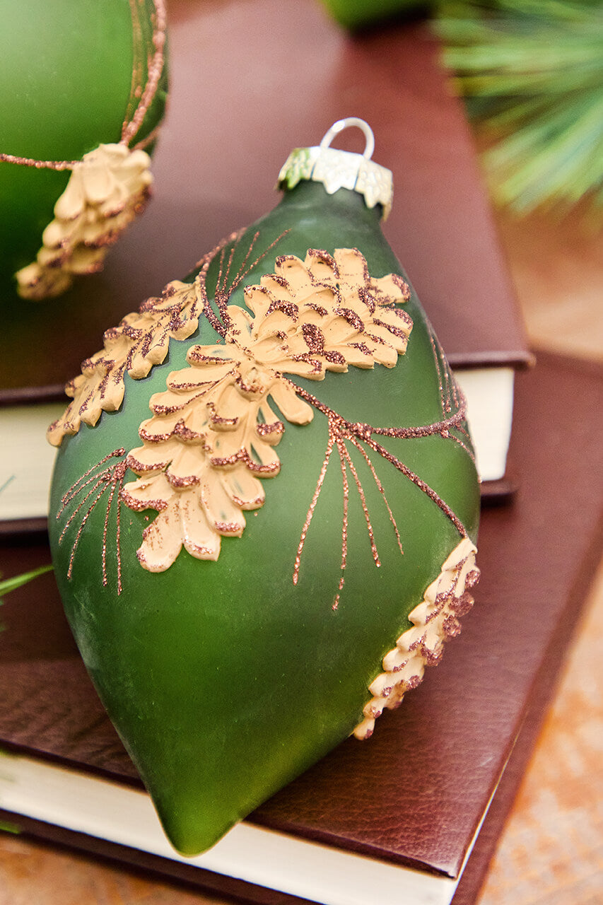 4" - 6" Pinecone Glitter Glass Ornament