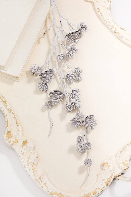 32" Snowy Pinecone Spray