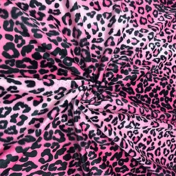 Leopard Print Faux Fur Fabric - Multi-Color Leopard Animal Print, 1.5" Width