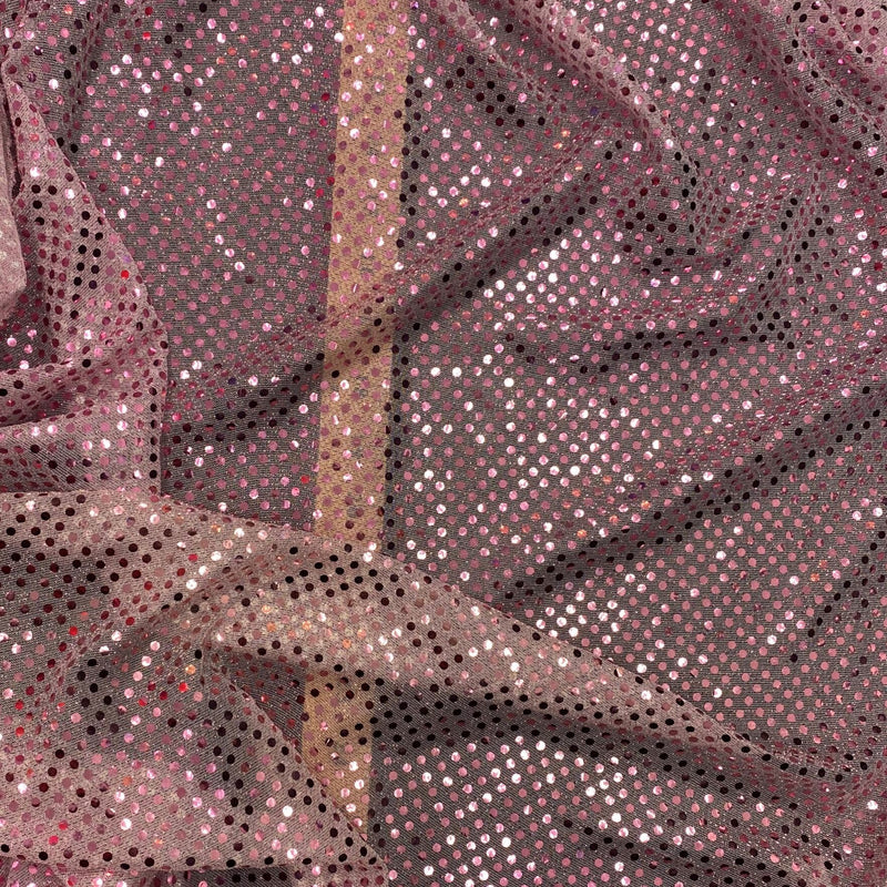 Lt Pink Small Confetti Sequin Polyester Fabric - Light Pink Confetti Dot Sequin, 42" Width (1 Yard)