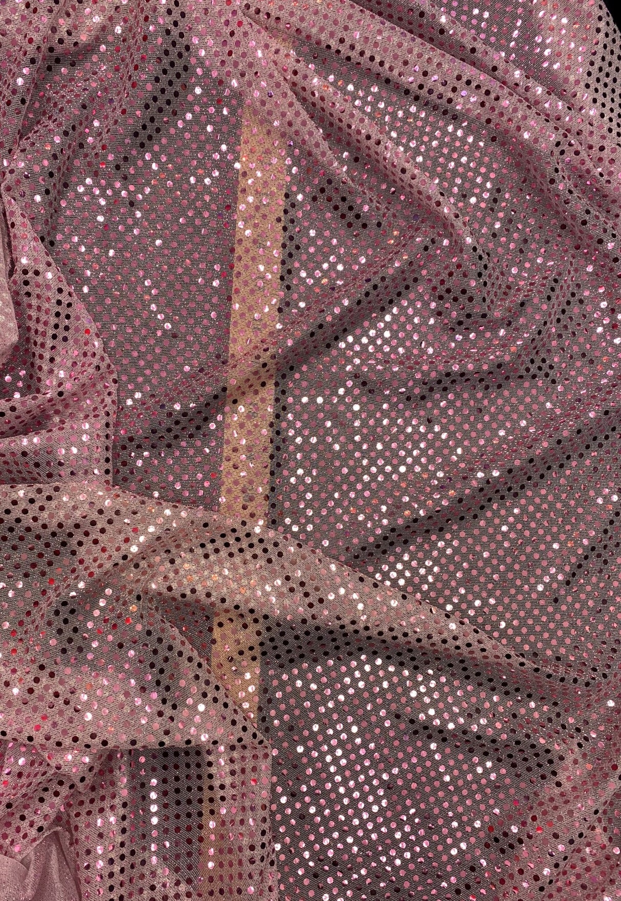 Lt Pink Small Confetti Sequin Polyester Fabric - Light Pink Confetti Dot Sequin, 42" Width (1 Yard)