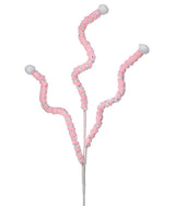 25” Mini Cotton Ball Peppermint Christmas Spray - Pink/White