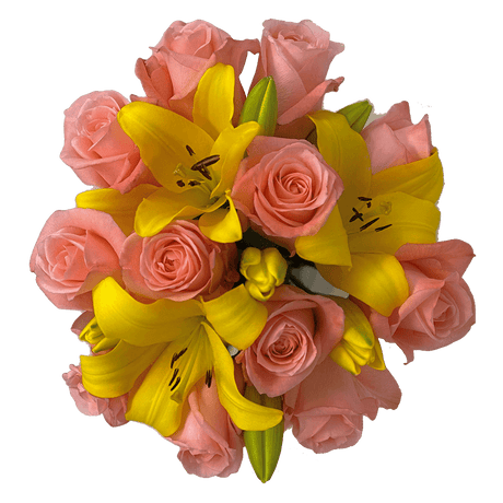 Fresh Rose & Lily Flower Bouquet Elegant Gift Arrangement