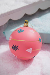 4 Inch Pink With Arrows Ball Ornament